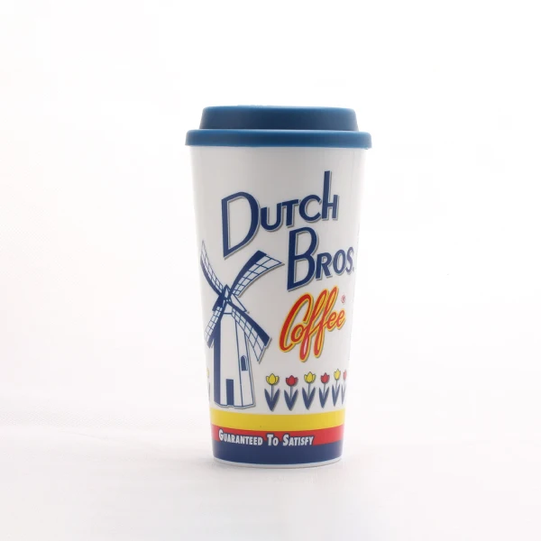 Экологичная многоразовая пластиковая кофейная чашка с принтом