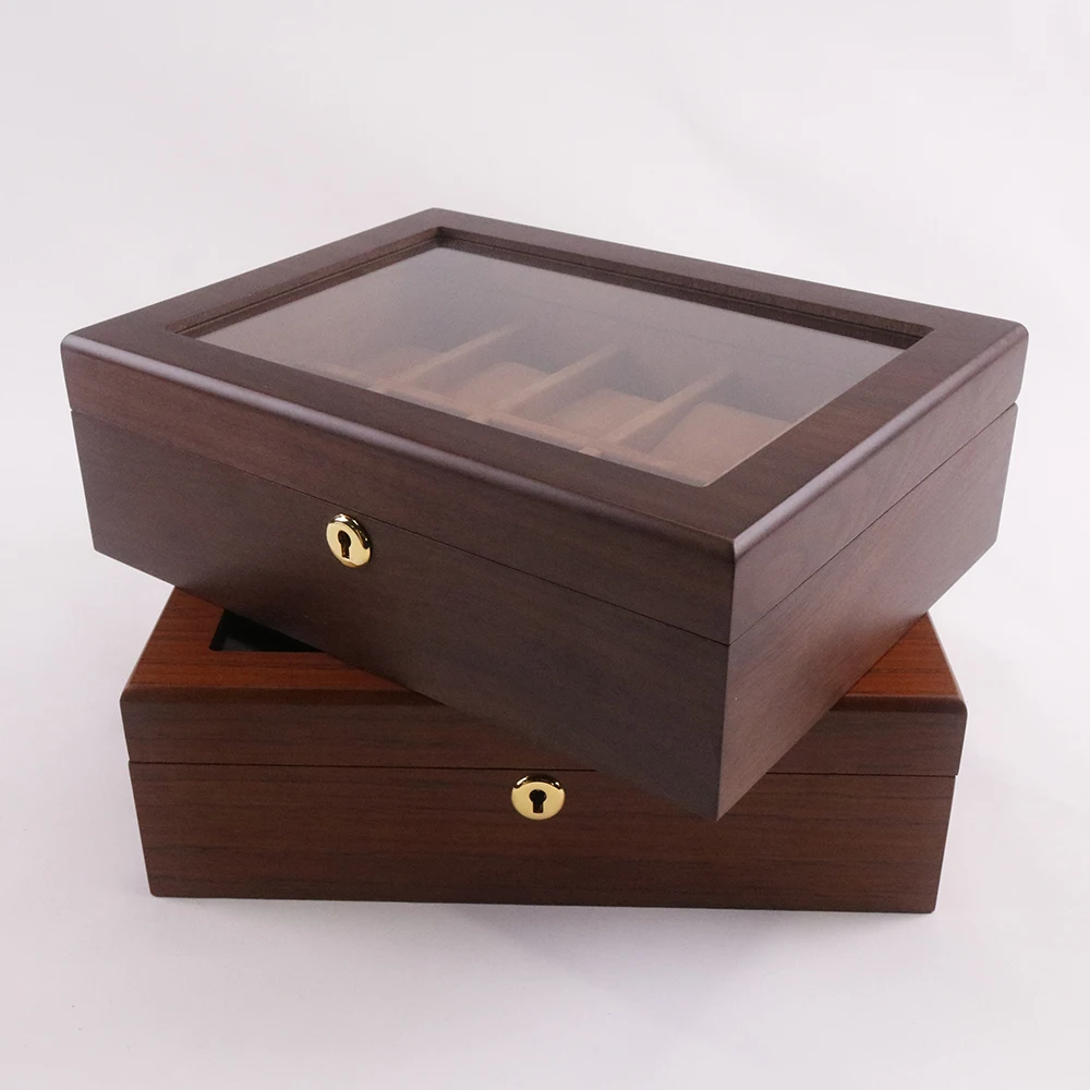 10 Slots Walnut Wooden Grain Watch Storage Box Teak Grain Wood Watch Organizer Case Display Box With Suede Cushion