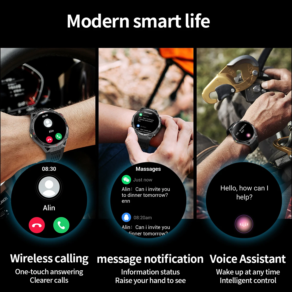 2024 New Laser Indicator Light NTC01 Smart Watch 100+ Sports Modes Health Monitoring Watch Compass LED Flashlight