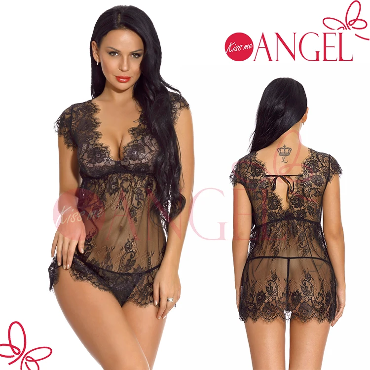 KISS ME ANGEL Erotic ultra Thin See Through  Babydoll Sexy Lingerie for Teen Girls