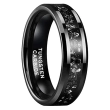 Custom Meteorite Black Tungsten Carbide Wedding Fashion Rings Smart Ring 6mm Tungsten Ring Jewelry For Women Men