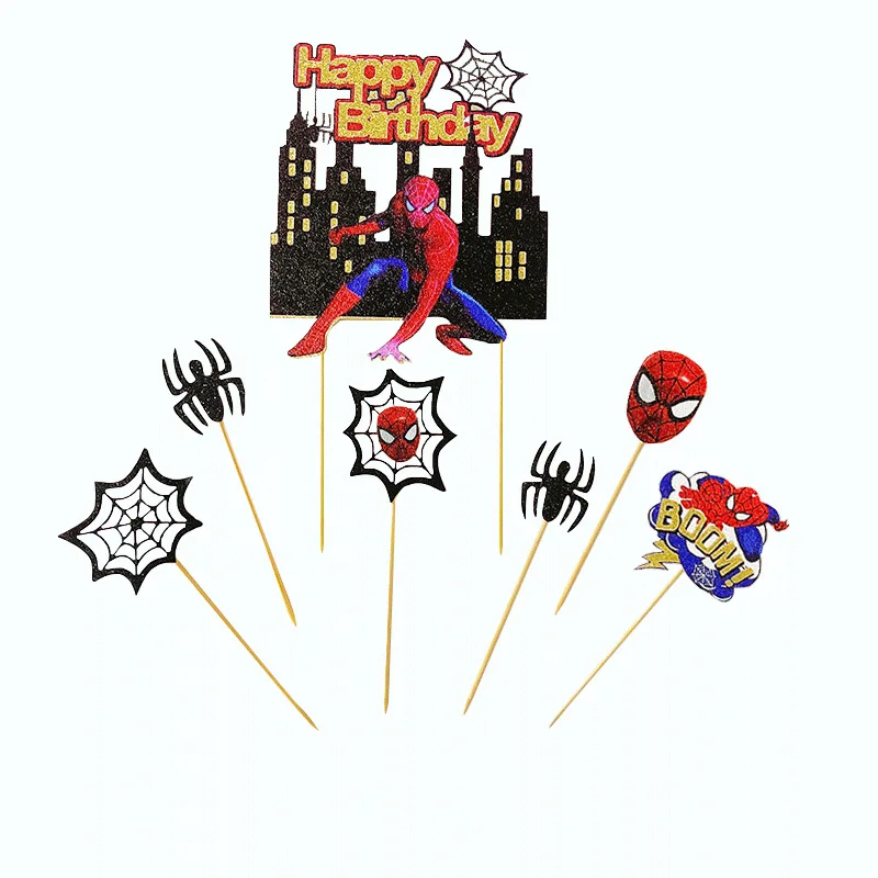 32 Decorazioni Tema Spider-Man Per Compleanni - Cake Topper E Accessori Festa - Foto 6