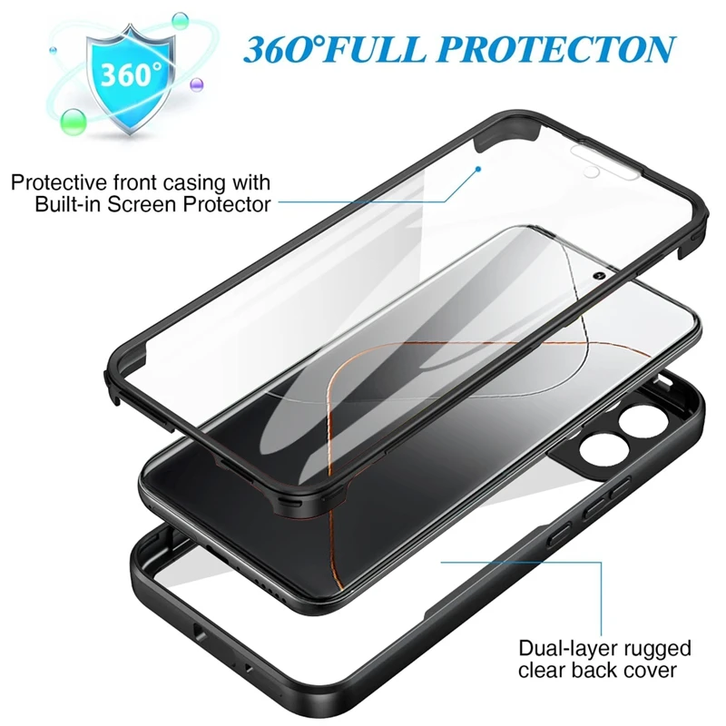 Custodia Protettiva a 360 Gradi per Xiaomi Mi 14 Pro 13T 13C Note 13, Cover Trasparente in TPU PC PET con Protezione Schermo