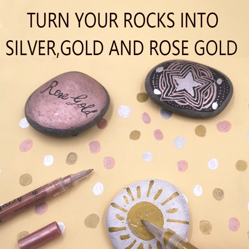 Rose Gold Marker Gold Acrylic Paint Pen Set for Painting