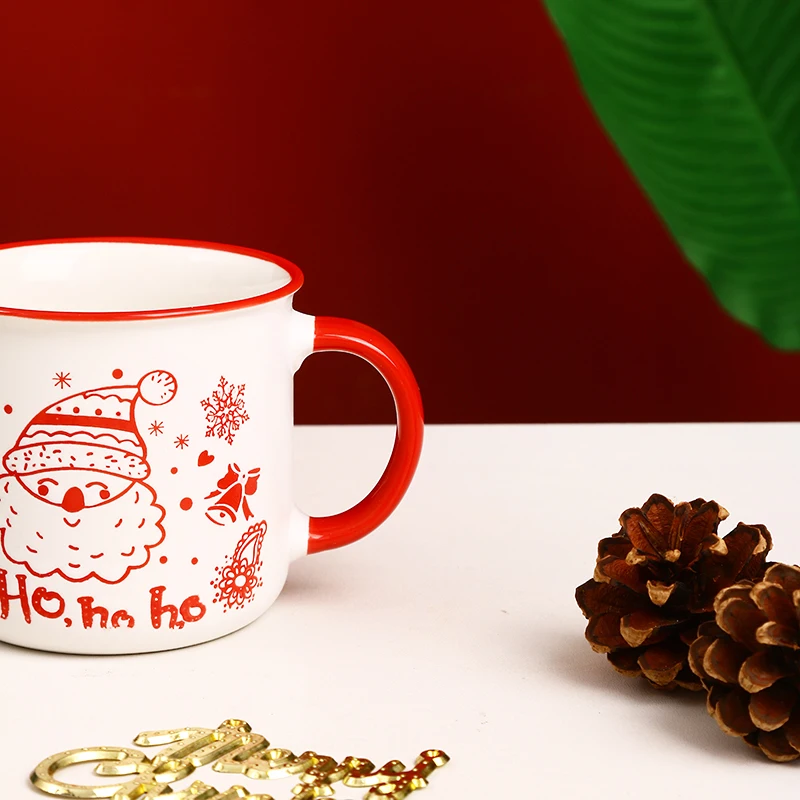 Wholesale Luxury Ceramic Christmas Coffee Mug Set Custom Creative Light Luxury Dishwasher Safe Perfect Christmas Gift Cup supplier