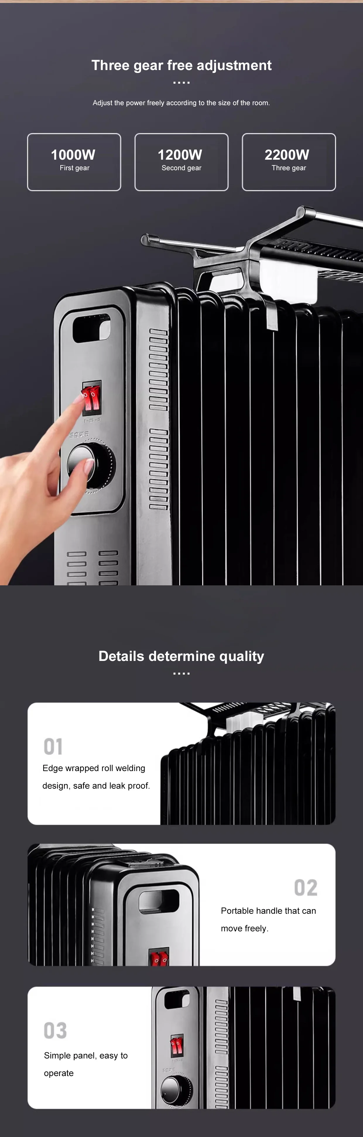 Filled Radiator, 2000 W, Metal - detail 20