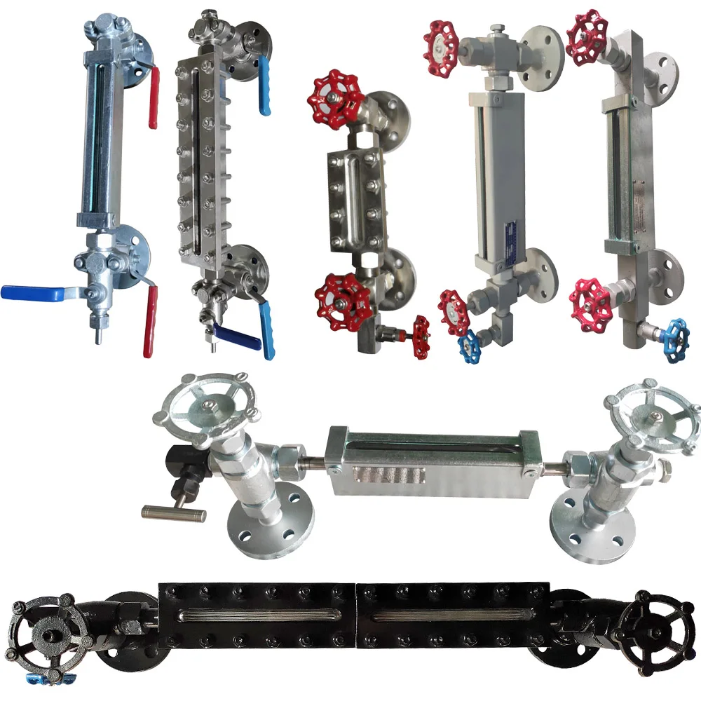 Glass Plate Level Gauge with Cast Body and Cock Valve Reflex/ Transparent Boiler Sight Glass Water Level Indicator for tank