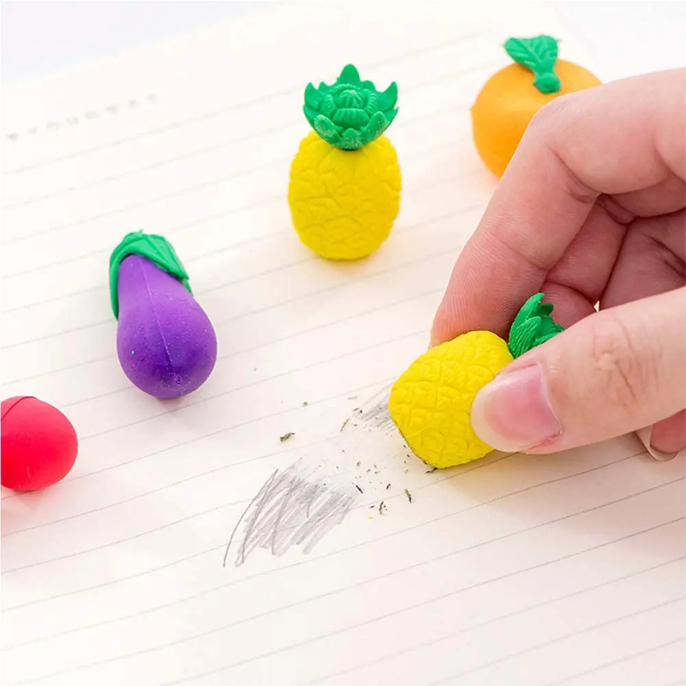 New Colorful Mini Fruits Vegetables Tiny Foods Miniature Pencil Erasers ...