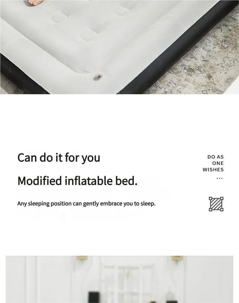 Design moderno Double Air Bed Colchão alta dobrável inflável para atividades ao ar livre para parques de campismo