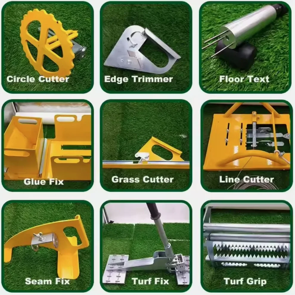 NWT Artificial Grass Installation Tools Whole Kit Set Line Cutter Edge Trimmer Cutter Grass Turf Grip Fix Glue Fix