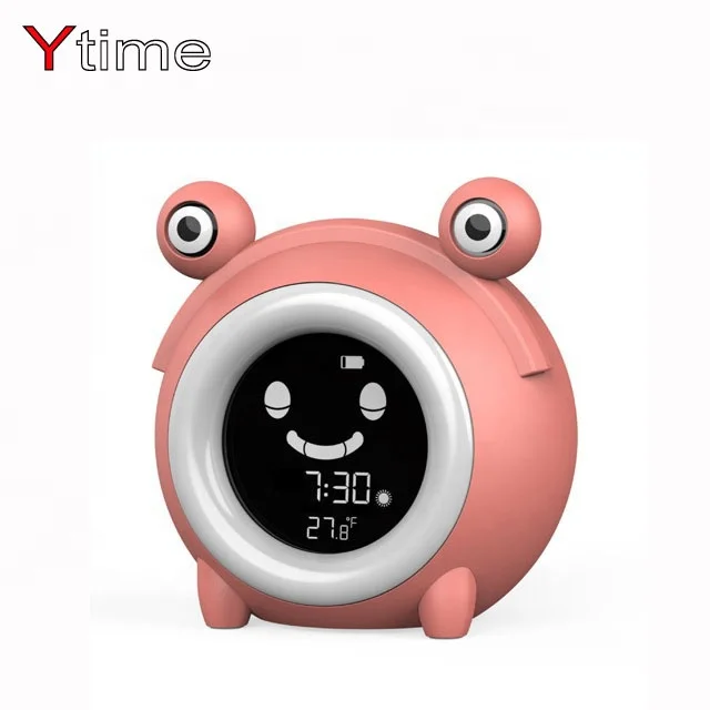 The Children Sleep Training LCD Cartoon Night Light Funny Alarm Clock
