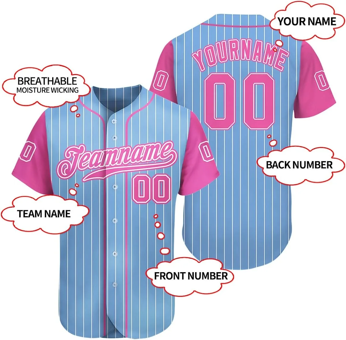 New Style Baseball Jersey Pink Baseball