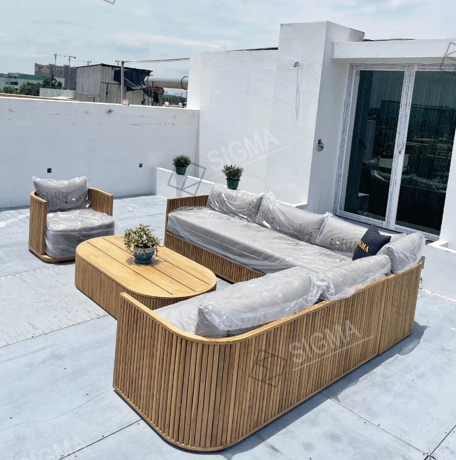 Sigma Outdoor furniture set garden sofa set furniture sectional sofa teak wood lounge chair wood coffee table outdoor seating