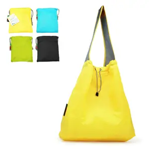 Promotion Foldable Portable Drawstring Grocery Gifts Tote Reusable Shopping Bag With Logo