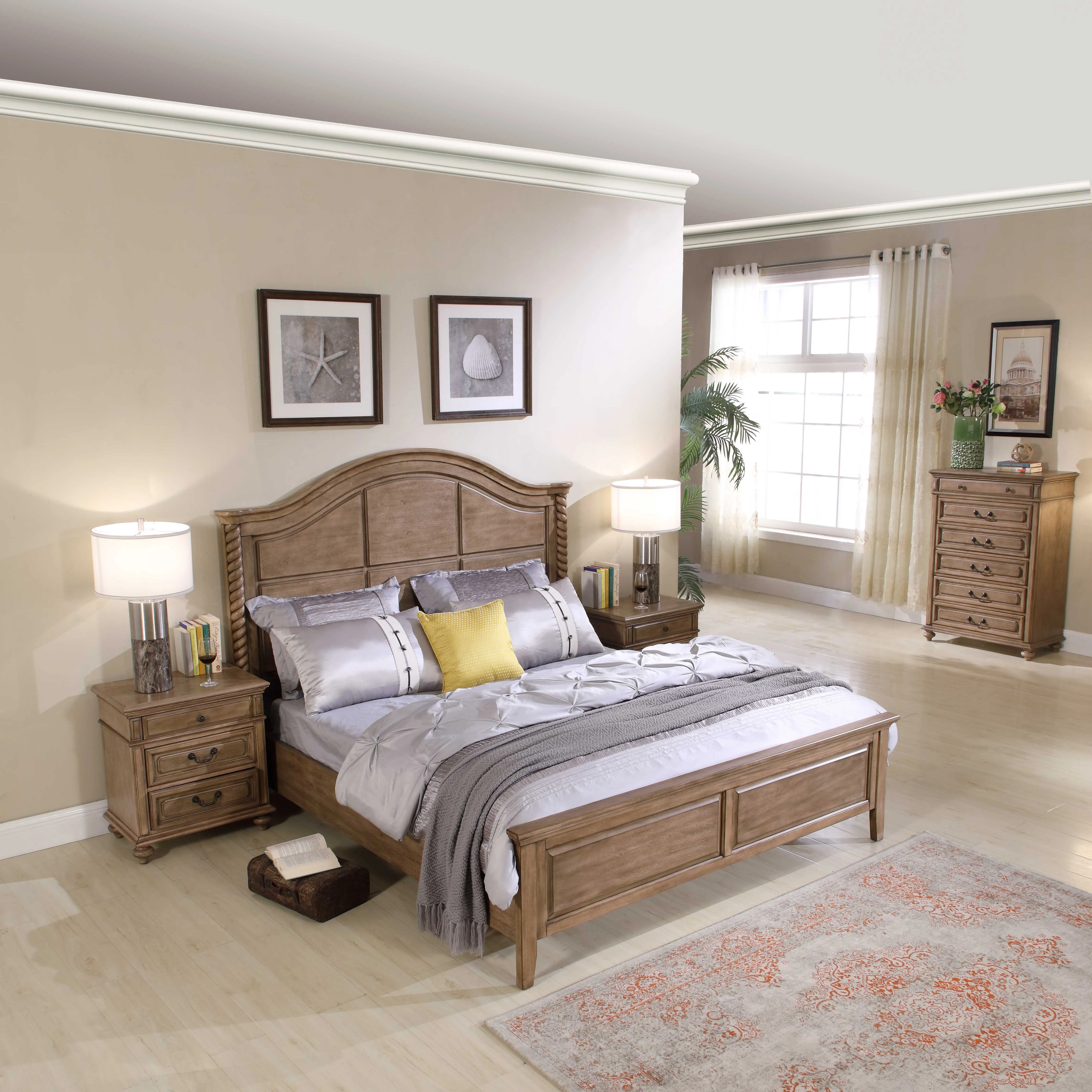 Direct Sale Modern Home Wood Luxury Bed Bedroom Furniture Double Bed