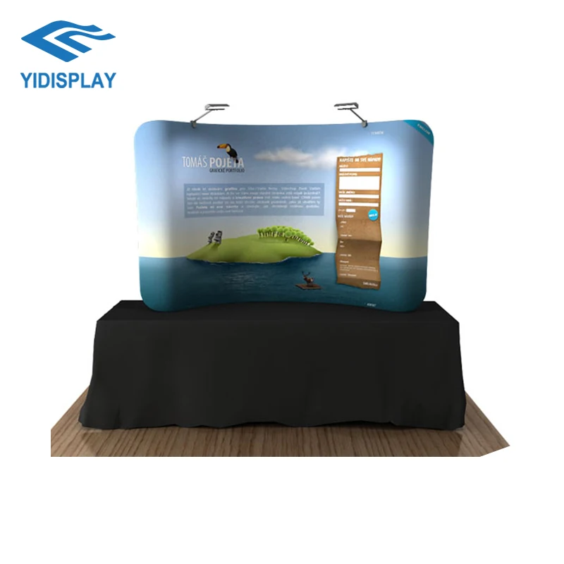 10ft Curved Portable Tension Fabric Exhibition Stand Backdrop Advertising Wall Banner Graphic Included Single Sided