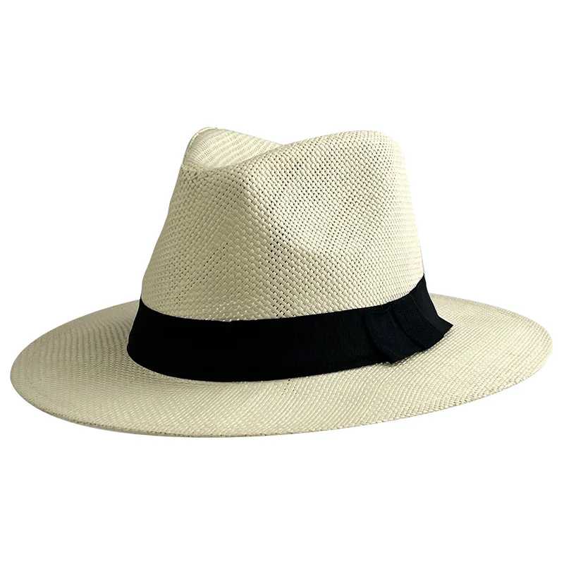 Natural Grass Panama Straw Hat Summer Folding Raffia Straw Sunshade Hat ...
