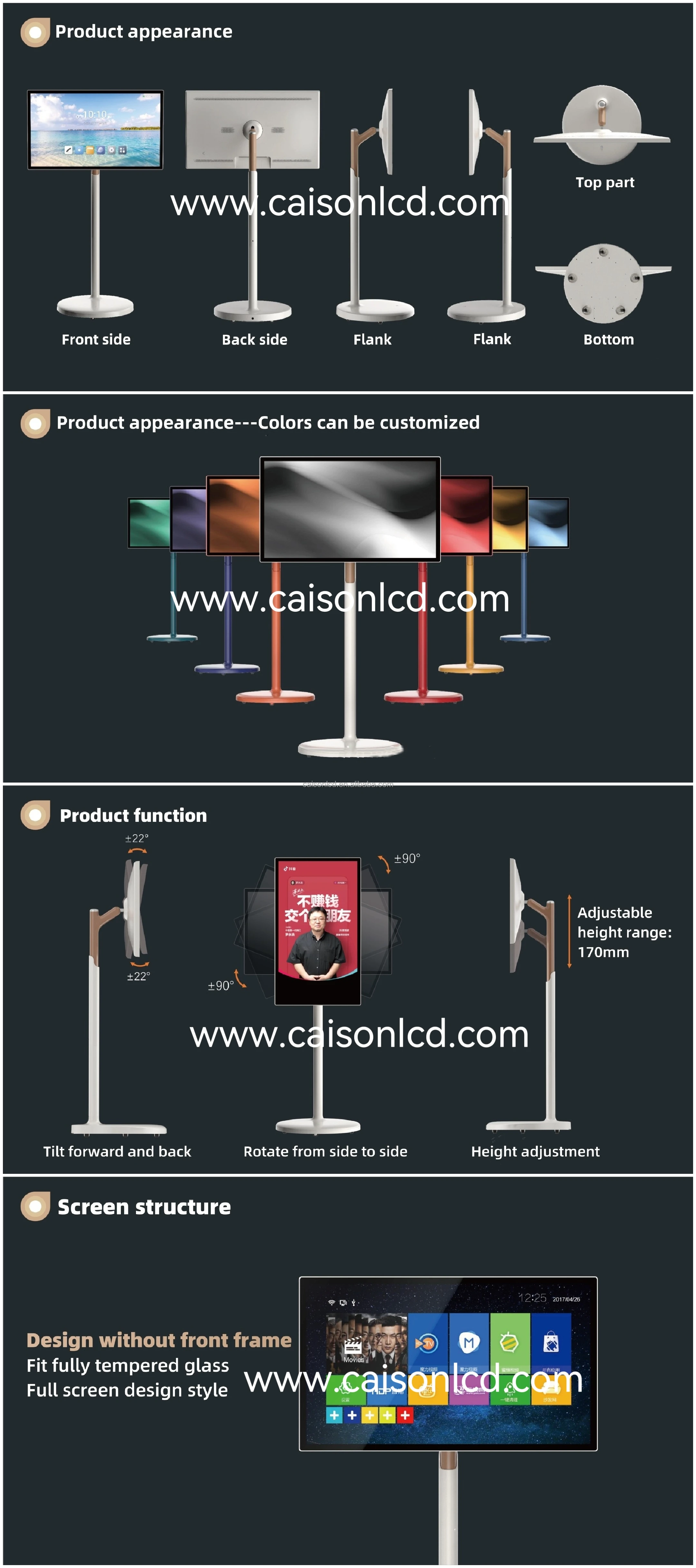 21.5 27 32 Inch Android Smart digital signage and display Floor Kiosk lcd advertising display Portable screen digital stand details