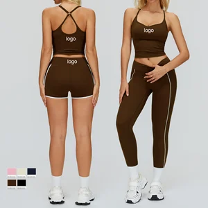 Custom 4-Piece Active Yoga Sets Women Sports Bra Roupa De Academia Gym Fitness Sets Yoga Wear Gym Shorts Lightweight Yoga Sets