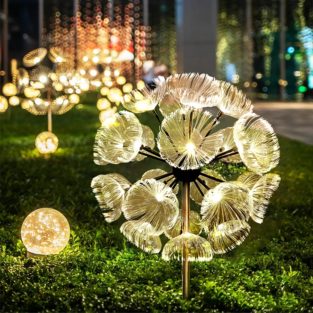 Custom Design LED Artificial Reed Dandelion Light Led Optical Fiber Dandelion Waterproof Outdoor Landscape Lamps Light