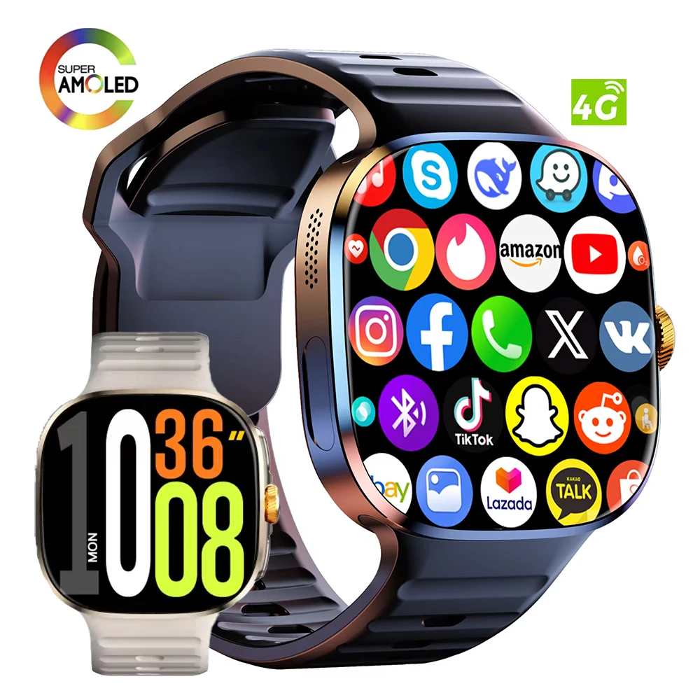 M99 Android 4G Cellular Ai Smart Watch with ChatGPT & DeepSeek Amoled 3+32GB Rotary Camera Sim Card Bluetooth GPS NFC Smartwatch
