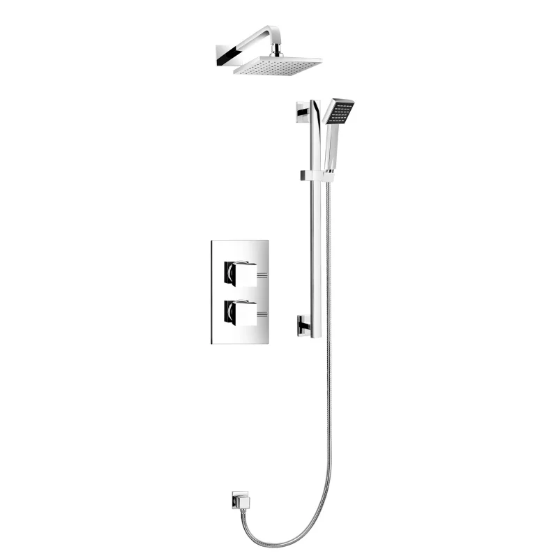 Modern Brass Square Dual Function Concealed Thermostatic Shower System With Riser Kit factory