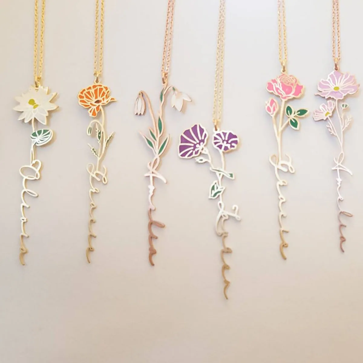 November Birth Flower Necklace | Gold, Rose Gold, Silver | Birth Flower Necklace Silver / 1/2 / 20-22