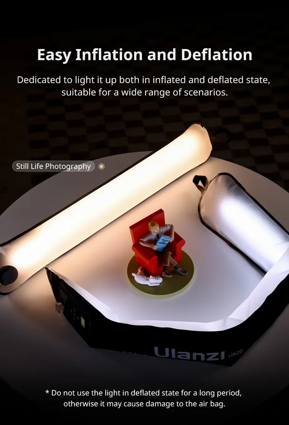 Ulanzi UA12 Bi-Color Fill Light 12W Portable Air Tube 2700K-6500K Magnetic Fill Light for Indoor & Outdoor Photography