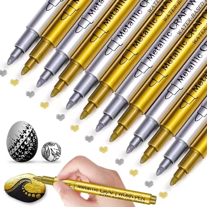 DIY Metal Waterproof Permanent Paint Marker Pens Gold Silver 1.5mm Craftwork Resin Mold Pen Art Painting Student Supplies