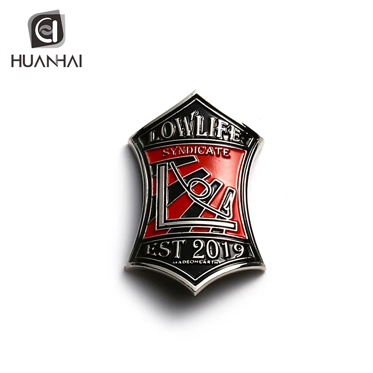 Huanhai factory custom antique silver plating logo metal bicycle head tube badge
