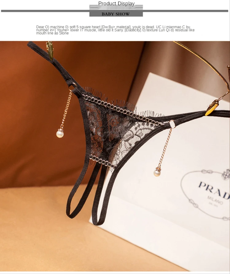 Lady Pearl Bead V-string Panties Thong Knickers Lingerie Underwear G-string 