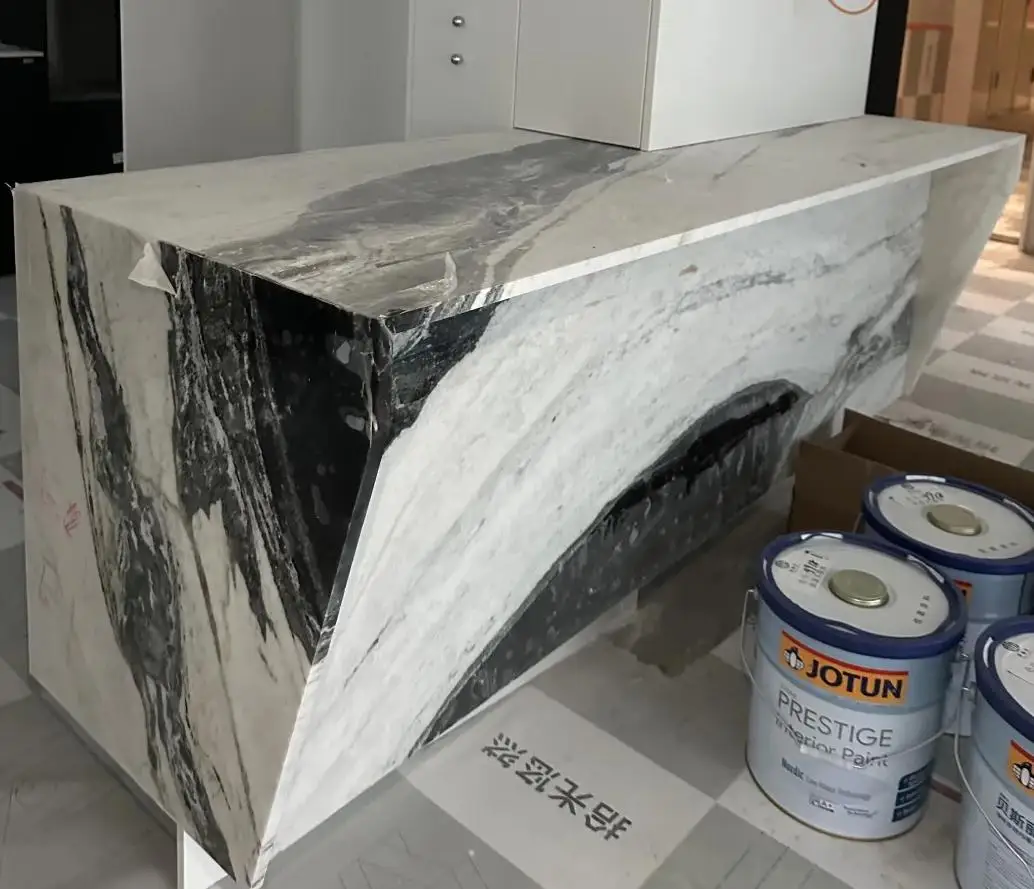 product modern luxury natural panda white marble kitchen countertop indoor bar design stone island vanity tops  table tops-4