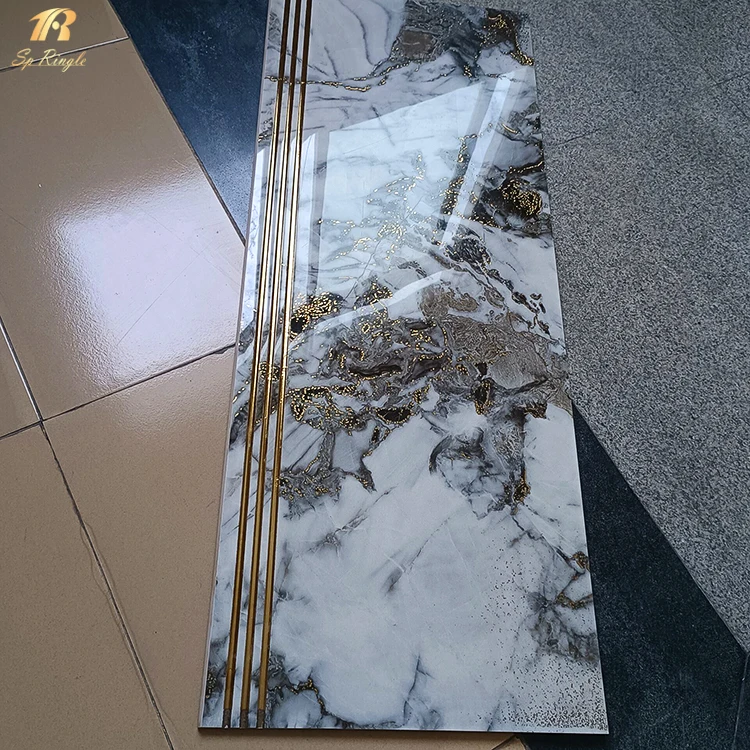 Springletile Luxury Black And Gold Marble Glazed Porcelain Ceramic