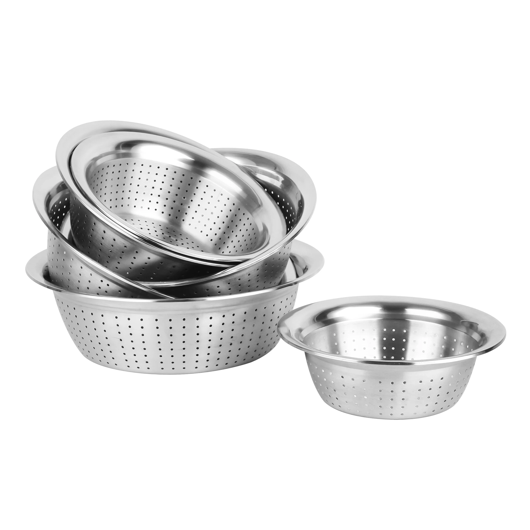 Customization 24-40cm Stainless Steel Strainer Rice Colanders Vegetable Basin Durable Mesh Basket Colander_6