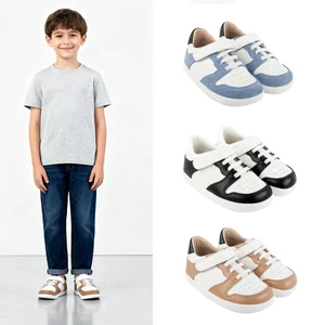 Babyhappy Design Quality Leather Breathable Zero Drop Rubber Sole Wide Toe Box Children Barehoot Shoes Sneaker