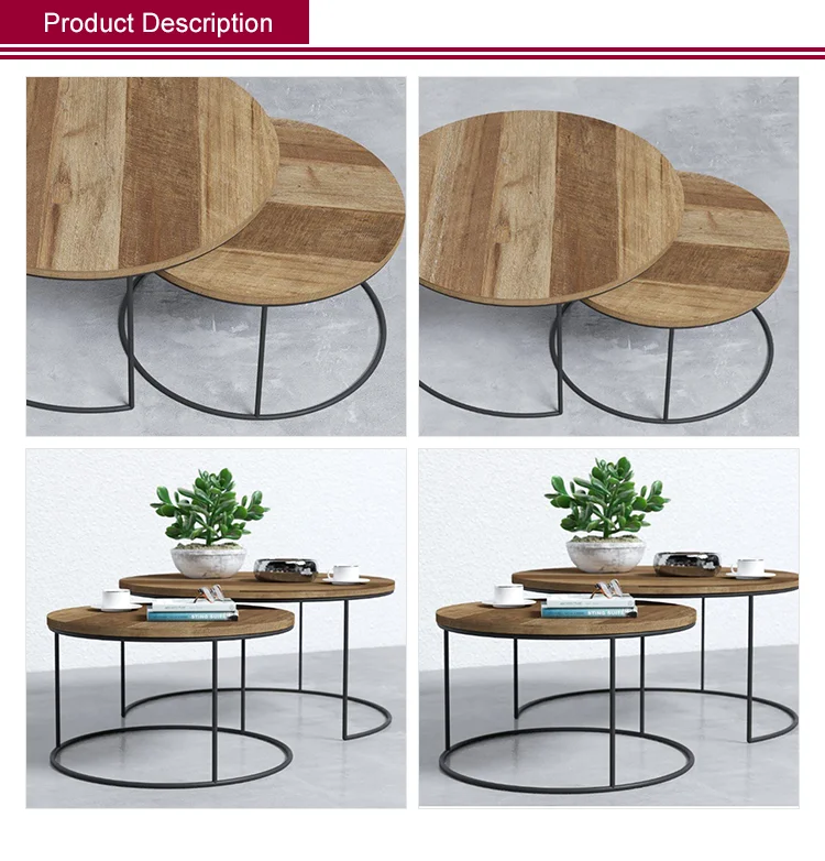 Bauhaus 2 Piece Multi-Coloured Round Nesting Coffee Table