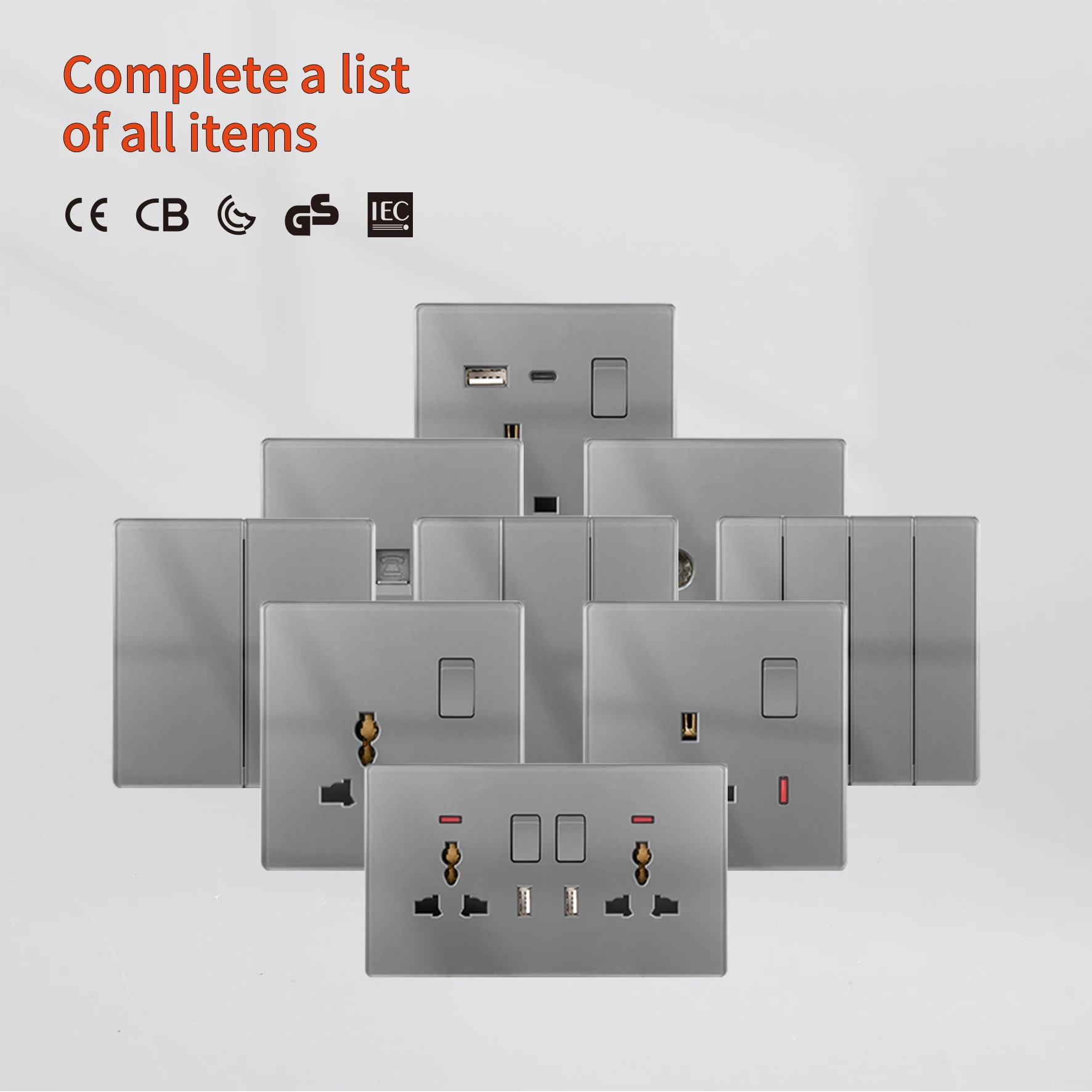 KLASS Color Glass Switches and Socket Big Panel Supper Thin Design Uk 2 Gang 2 Way Wall Light Switch 86 Type for Electric Switch