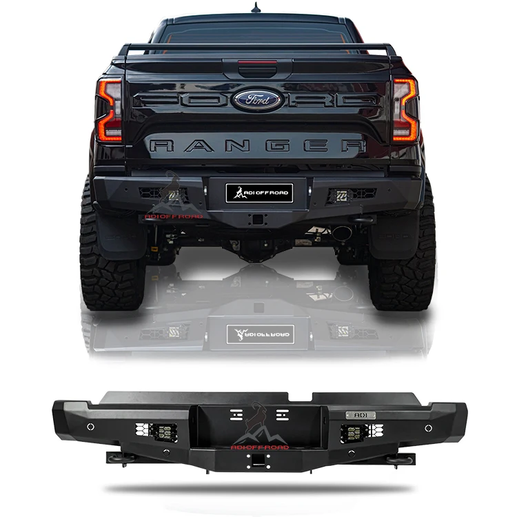 Ford Ranger Basic Rear Bumper ADI Off Road B08 Series Heavy Steel Front & Rear Bumpers with Roll Bar ...