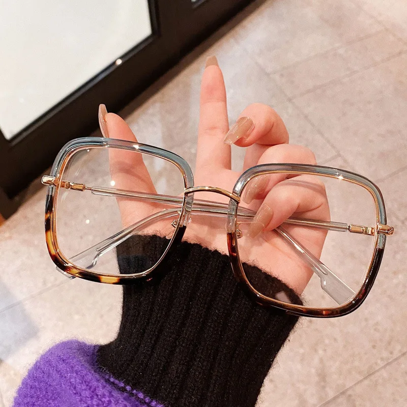 Fashion Square Leopard Two Color Eye Glasses Frame Myopia Trend Female Women Prescription Glasses Frames Optical