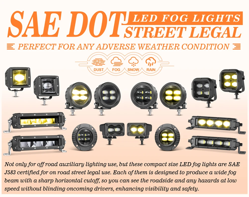 flex breeze vape Auxbeam 4 Inch 72W Amber Fog Lights, 2Pcs 7200Lm Led Round Offroad Lig –  Carkart