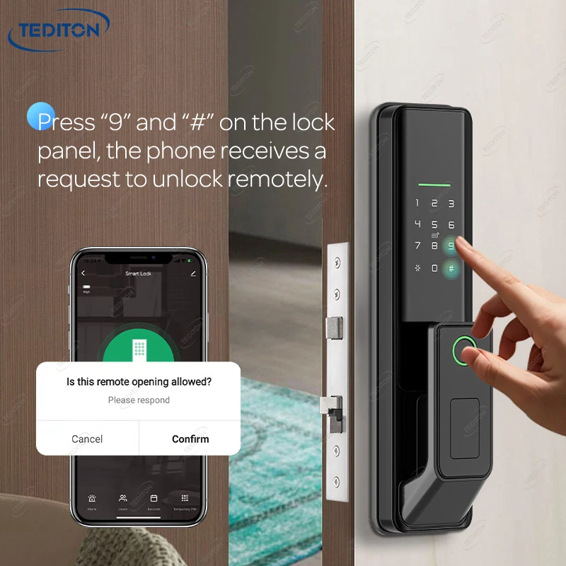 Tediton Fully Automatic Smart Life Tuya App Lock Keyless Biometric Fingerprint Cerradura Inteligente