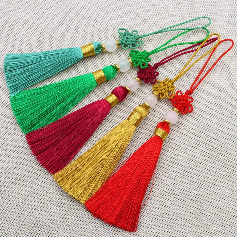Polyester kwastje, kwastjes 4 stuks kwastje hangende hanger gordijn accessoires franje zijden draad hanger decoratie handgemaakte ambachten sleutelkwastjes (kleur: goud, maat