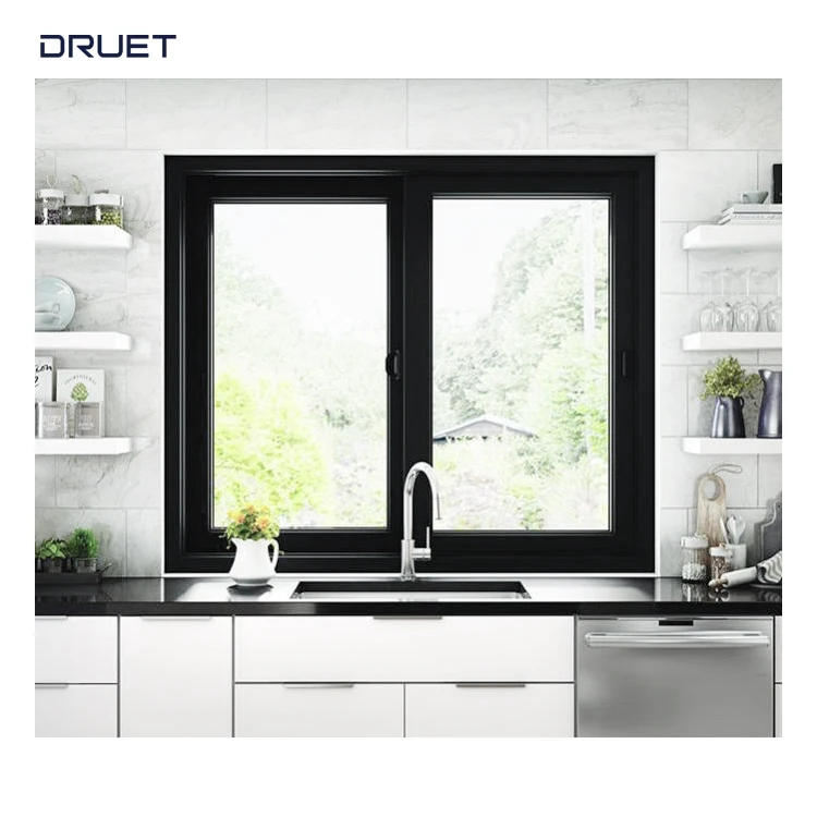 Druet European Slider Windows Foldable Crank Handle Aluminum Alloy Window Rell Sliding Window