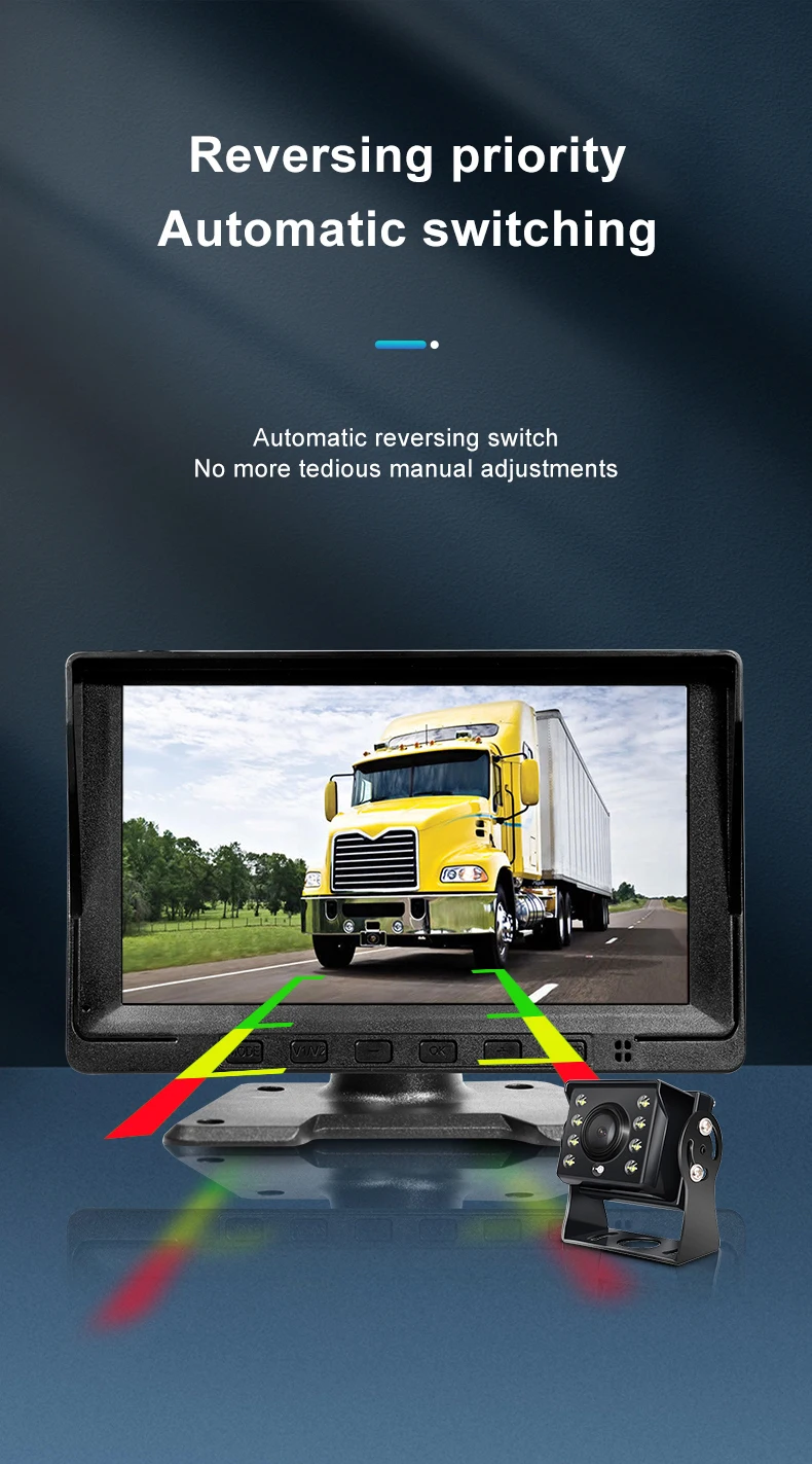 Vehicle DVR Backup Camera System 7 Inch MP5 Player IPS Screen Car Monitor with 4 1080p Waterproof Cameras