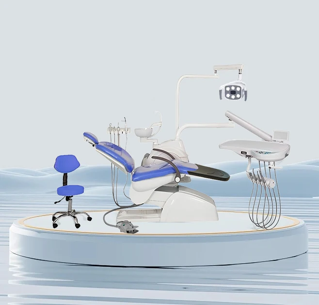 Low price dental chair Full set dental equipment New beautiful leather cushion with filter Air compressor Intra-oral camera manufacture