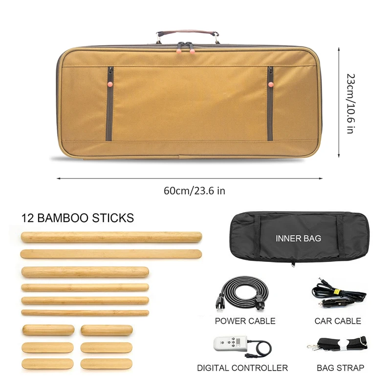 Tragbarer Bambus-Massage stab Warmer Set