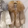 khaki+Crystal fox fur collar