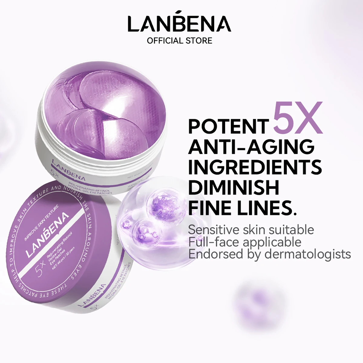LANBENA New Arrival Eye Patches Hydrogel for Puffy Eyes Dark Circle 60pcs Eye Mask manufacture