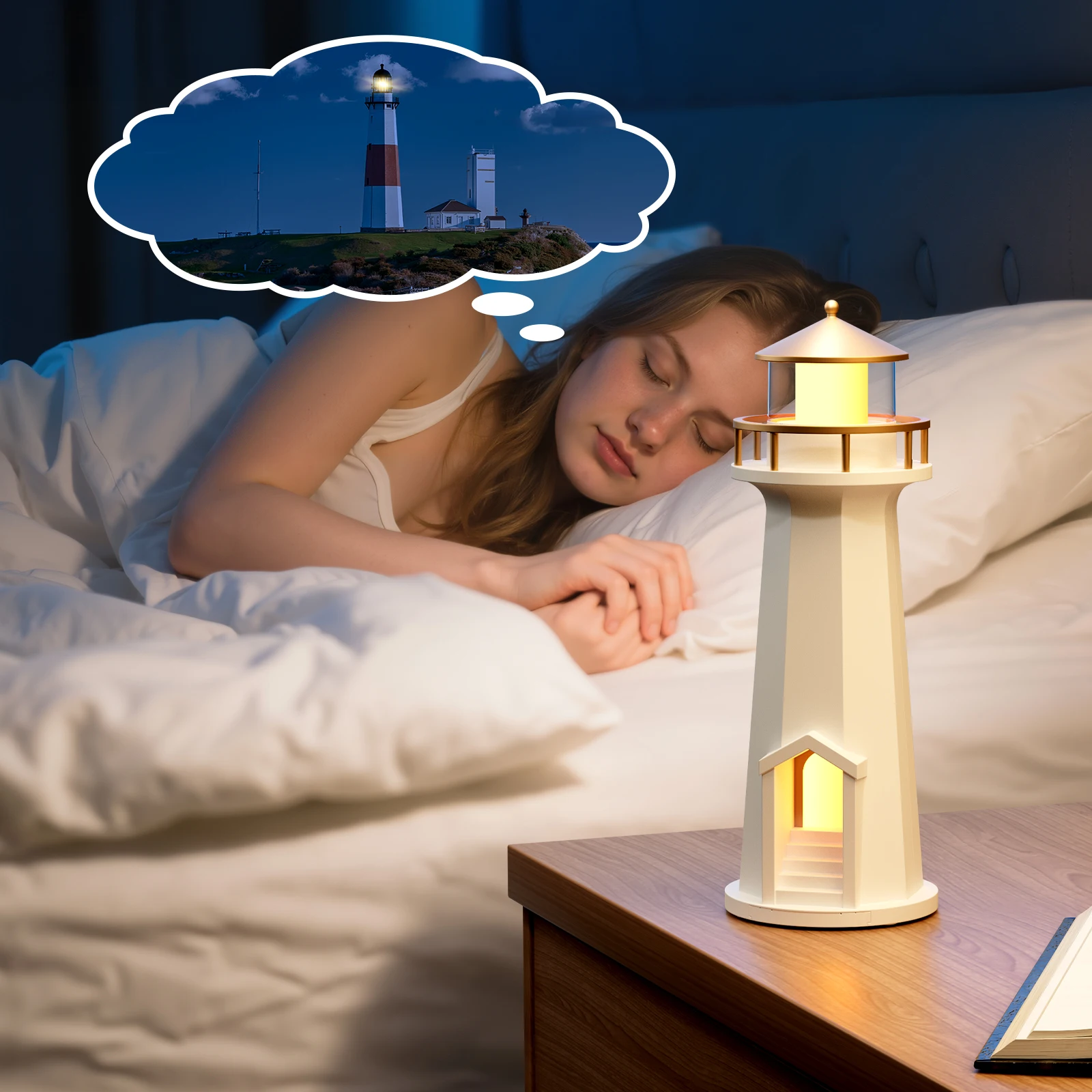 Creative New Product N75 Moon Lighthouse Color Atmosphere Light, Projection Light, Bedroom Night Light, 2025 Christmas Gift