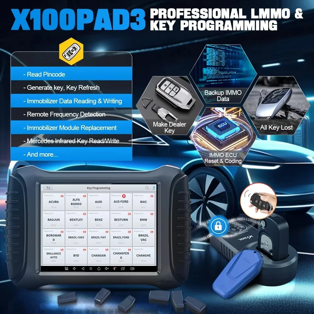 XTOOL X100 PAD3 – Programmateur De Clés Et Outil Diagnostic Auto Professionnel – Mises à Jour Gratuites 2 Ans